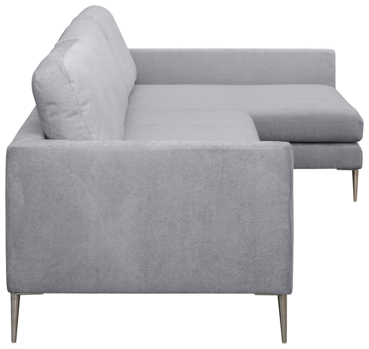 ECKSOFA Grau Chenille  - Silberfarben/Grau, KONVENTIONELL, Textil/Metall (284/143cm) - Carryhome