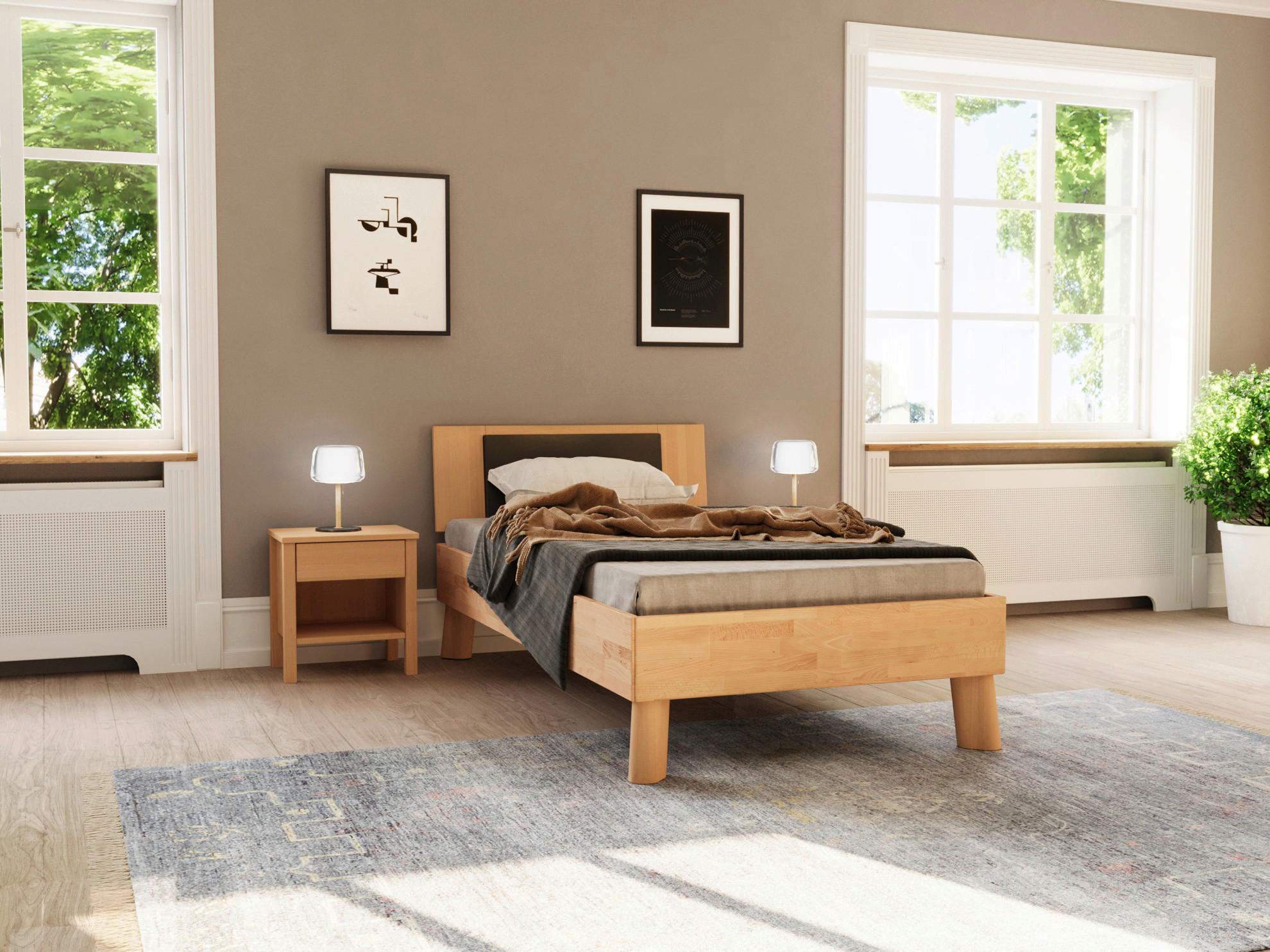 BETT 100/200 cm  in Naturfarben, Kernbuche  - Naturfarben/Kernbuche, MODERN, Holz (100/200cm) - MID.YOU