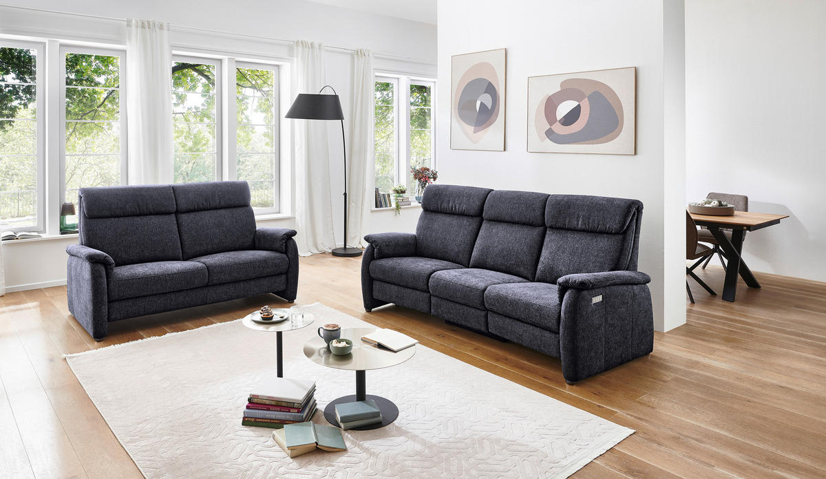 TRAPEZSOFA Flachgewebe Anthrazit  - Anthrazit, KONVENTIONELL, Textil (222/107/102cm) - Pure Home Comfort