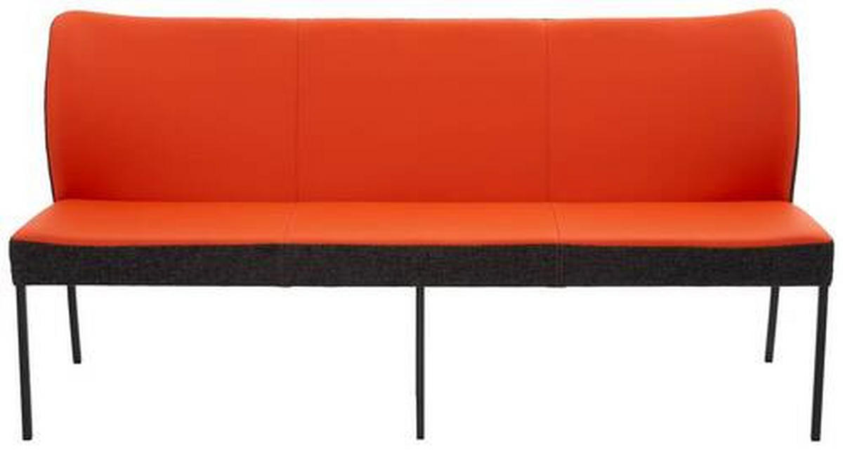 SITZBANK 220/89/65 cm Webstoff Kombination Echtleder/Stoff Anthrazit, Orange Metall  - Anthrazit/Orange, Design, Leder/Textil (220/89/65cm) - Bert Plantagie