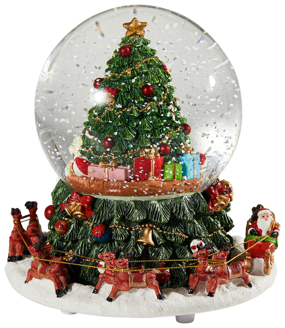 SPIELUHR SCHNEEKUGEL  - Rot/Grün, Trend, Glas/Kunststoff (16/18cm) - X-Mas