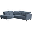 ECKSOFA in Webstoff Blau  216/302 cm  - Blau/Schwarz, Design, Textil/Metall (216/302cm) - Xora
