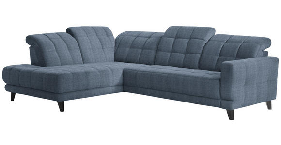 ECKSOFA in Webstoff Blau  216/302 cm  - Blau/Schwarz, Design, Textil/Metall (216/302cm) - Xora