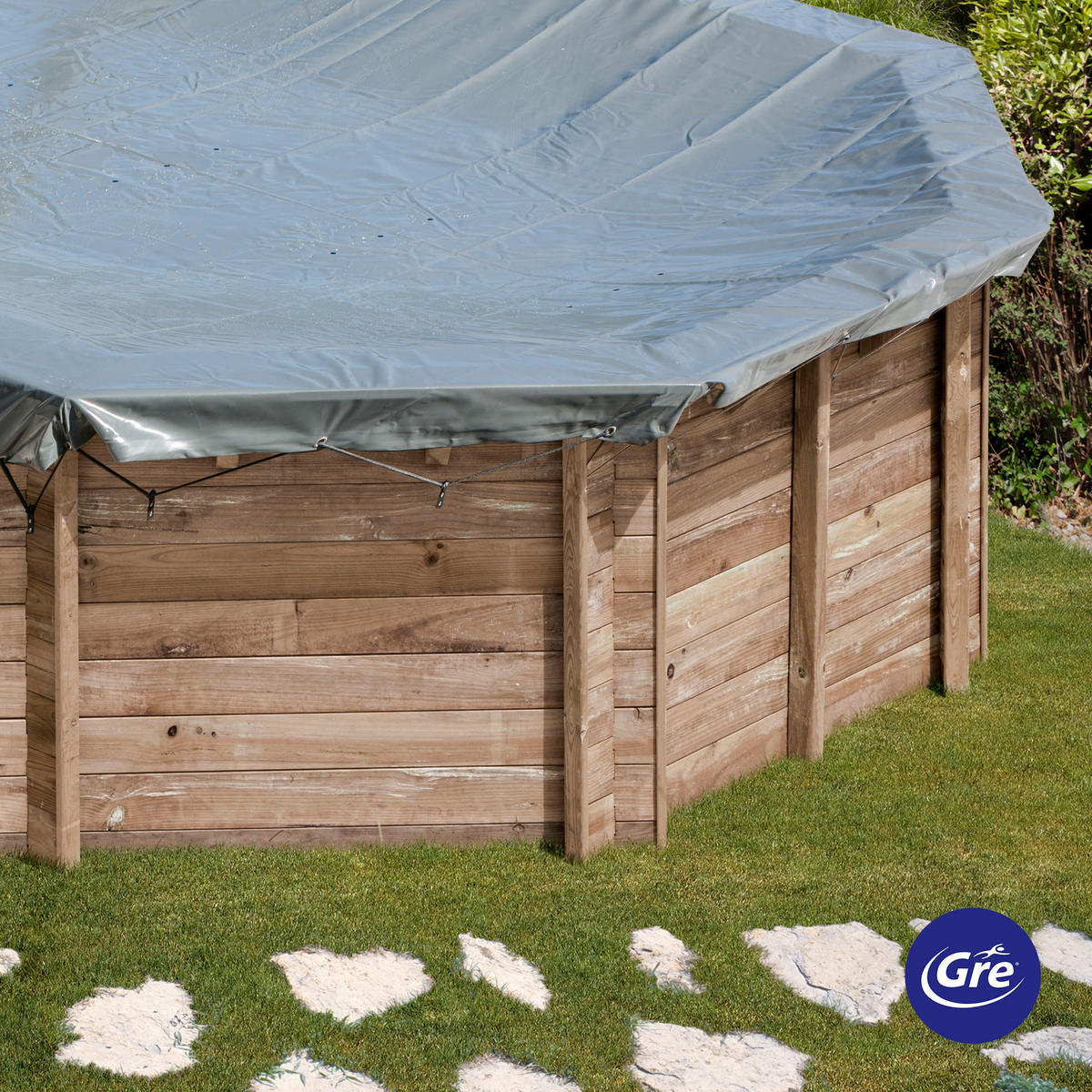POOLABDECKPLANE 440 cm  - Grau, KONVENTIONELL, Kunststoff (440cm) - Gre