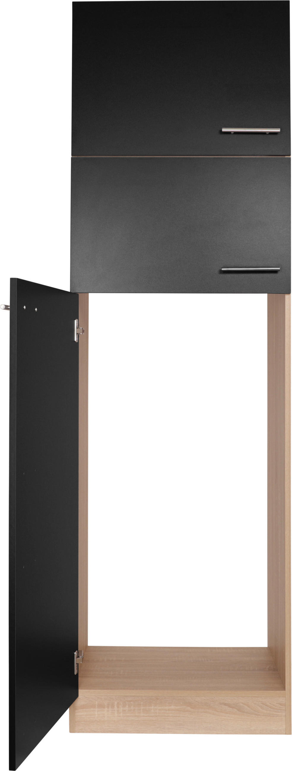 GERÄTEUMBAUSCHRANK 60/200/60 cm  in Schwarz, Eichefarben  - Eichefarben/Silberfarben, Basics, Holzwerkstoff/Metall (60/200/60cm) - Respekta