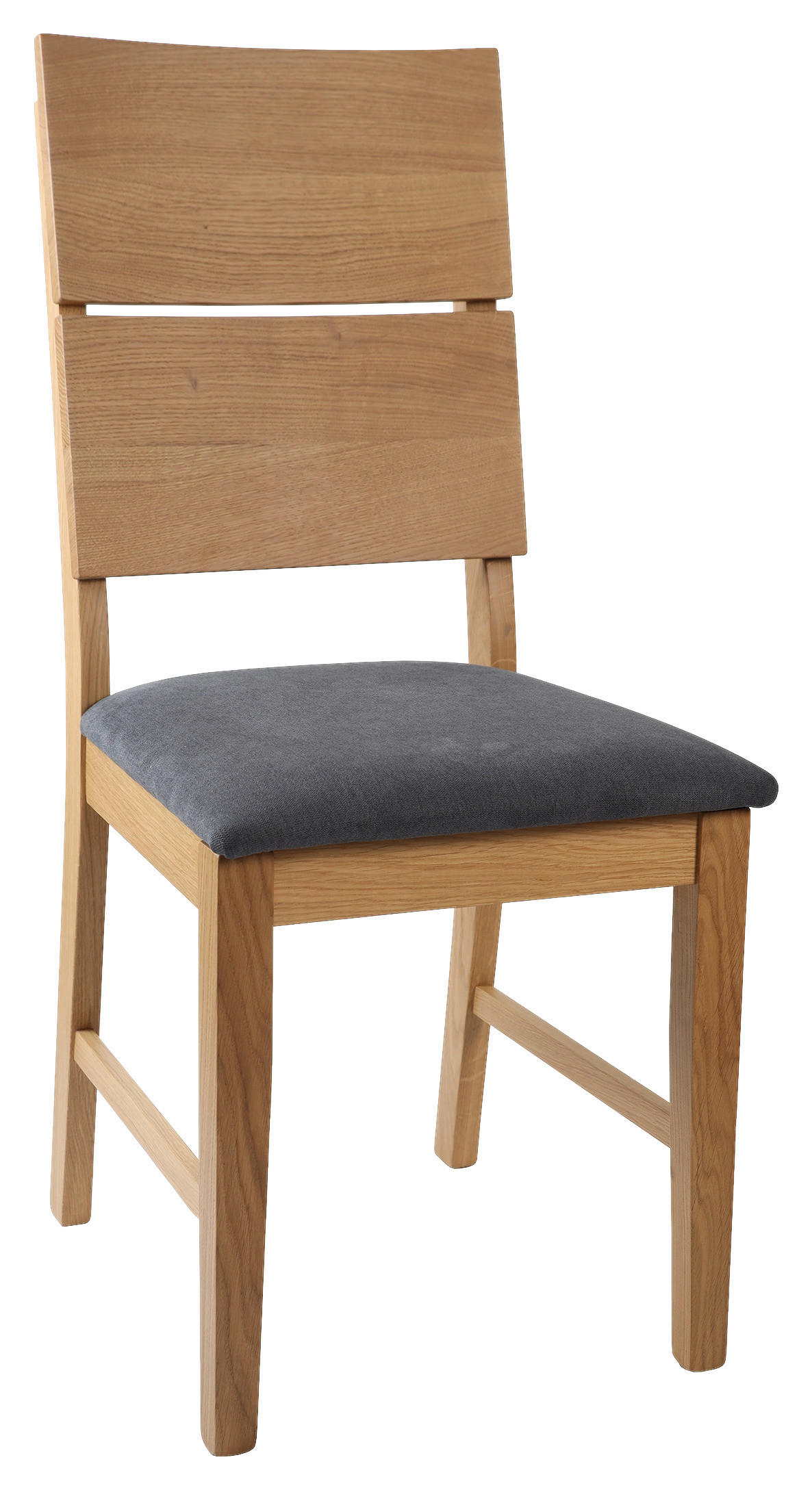 STUHL Webstoff Grau, Eichefarben Eiche massiv  - Eichefarben/Grau, MODERN, Holz/Textil (43/94,5/61cm) - Livetastic