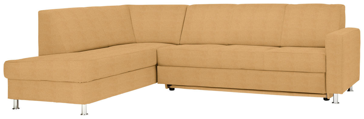 ECKSOFA in Flachgewebe Gelb  - Chromfarben/Gelb, Design, Textil/Metall (198/256cm) - Xora