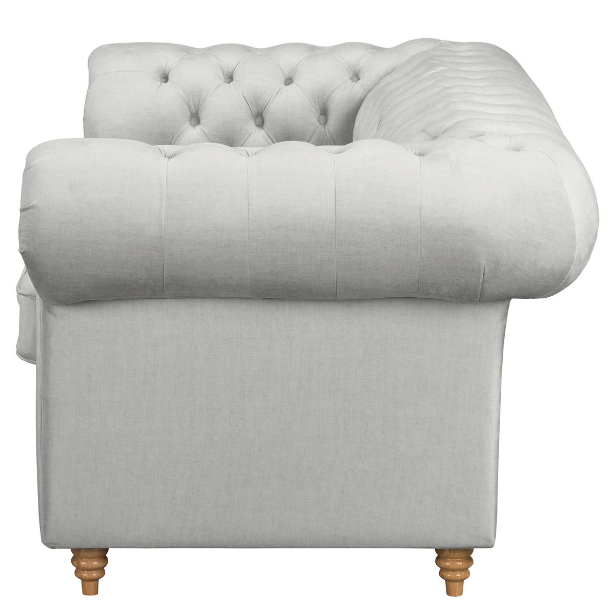 2-SITZER-SOFA Mikrofaser Hellgrau  - Hellgrau/Braun, Design, Holz/Textil (190/75/91cm) - P & B