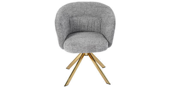 ARMLEHNSTUHL  Sitzfläche 360° drehbar Mikrofaser  Grau, Goldfarben  - Goldfarben/Grau, Design, Textil/Metall (65.5/82/61.5cm) - Hom`in