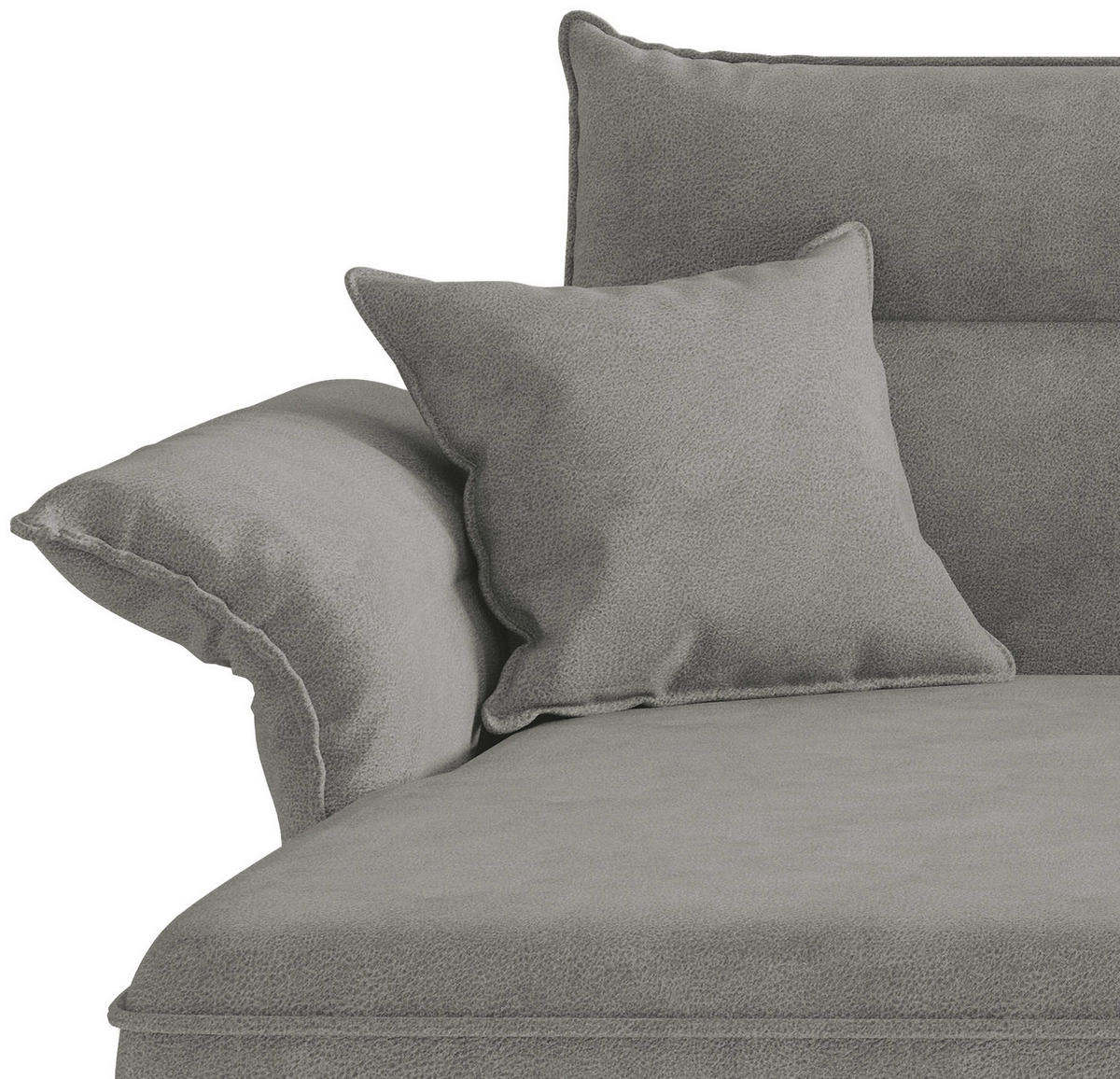 ECKSOFA Jakarta Grau Flachgewebe  - Edelstahlfarben/Grau, Design, Textil/Metall (185/265cm) - Livetastic