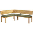 ECKBANK 171/248 cm Webstoff Grün, Eichefarben Eiche vollmassiv   - Eichefarben/Grün, KONVENTIONELL, Holz/Textil (171/248cm) - Linea Natura