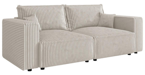 SCHLAFSOFA Cord Creme  inkl. Zierkissen, Bettkasten, Schlaffunktion  - Creme/Schwarz, MODERN, Kunststoff/Textil (250/68/104cm) - Xora