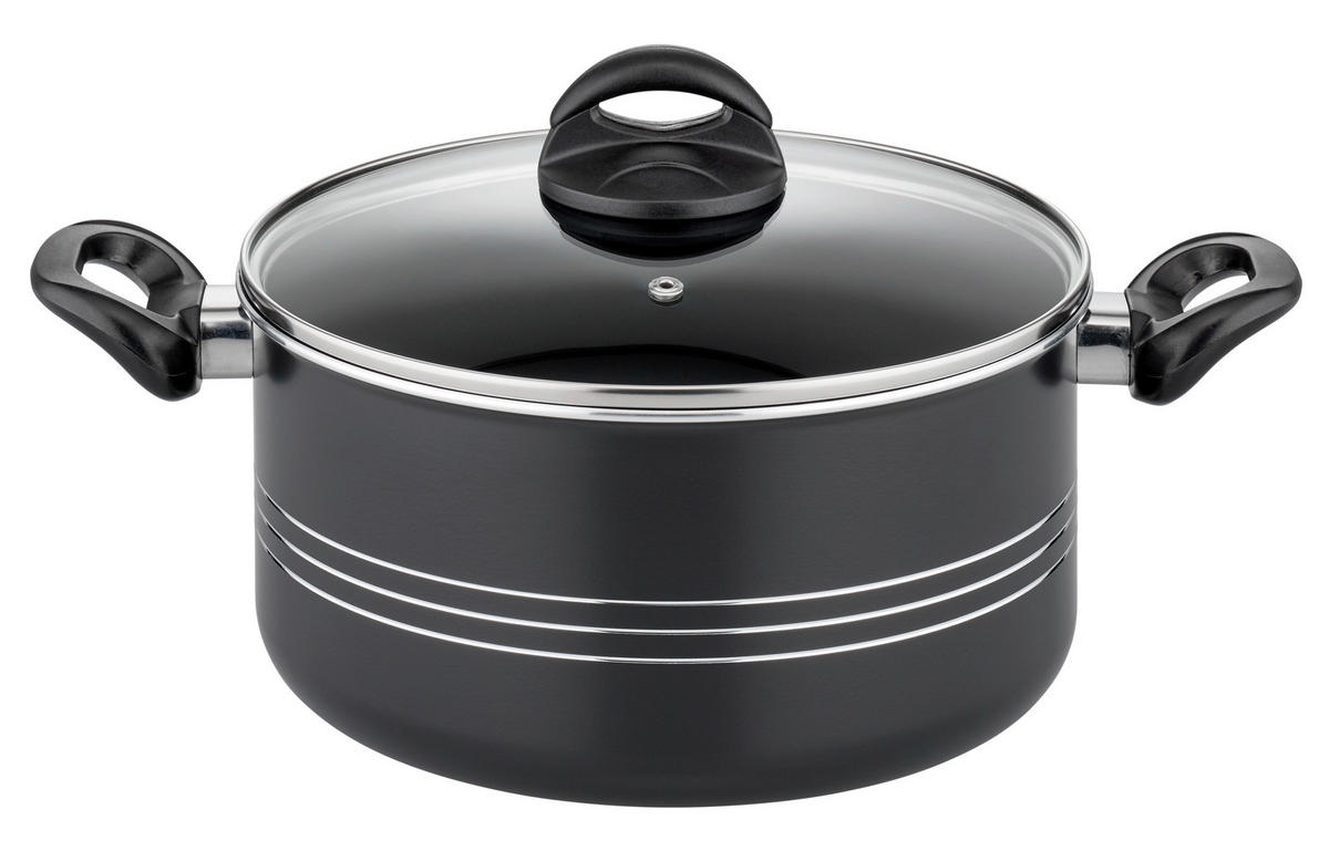KOCHTOPFSET MILANO NERO 6-teilig  - Schwarz, Basics, Metall - GSW