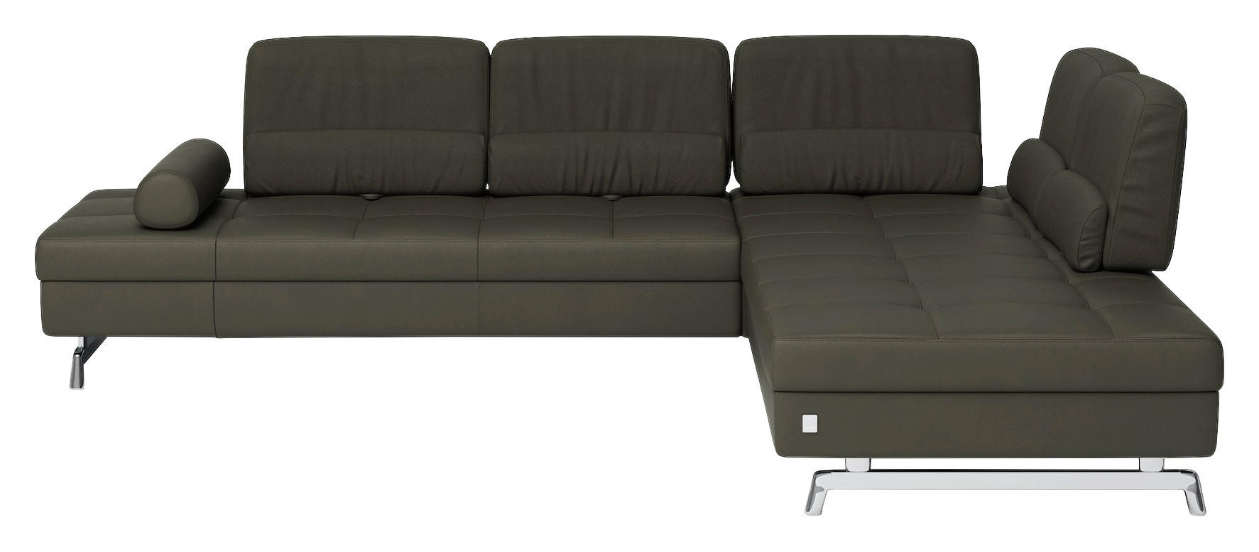 ECKSOFA inkl. Funktionen in Echtleder Grau  - Grau, Design, Leder/Metall (299/250cm) - Joop!