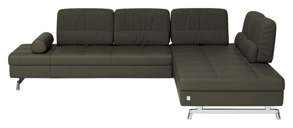 ECKSOFA inkl. Funktionen Loft in Echtleder Grau  - Grau, Design, Leder/Metall (299/250cm) - Joop!