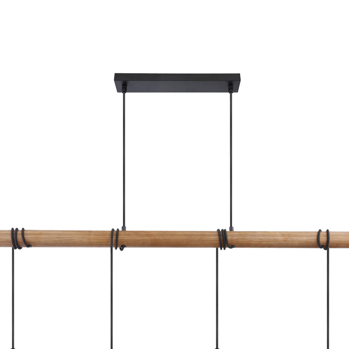 HÄNGELEUCHTE 98/15/130 cm    - Schwarz/Braun, Natur, Glas/Holz (98/15/130cm) - Globo