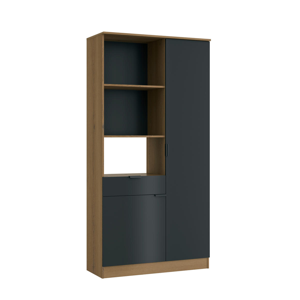 BUFFET 100/200/41 cm  in Schwarz, Eichefarben  - Eichefarben/Schwarz, Basics, Holzwerkstoff/Metall (100/200/41cm) - MID.YOU