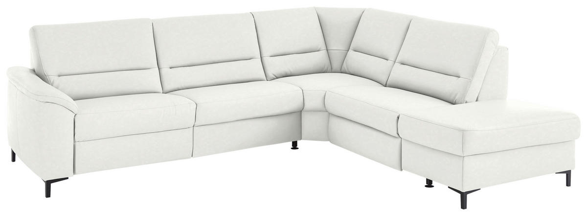 ECKSOFA  in Echtleder Weiß  290/249 cm  - Schwarz/Weiß, KONVENTIONELL, Leder/Metall (290/249cm) - Beldomo Premium
