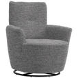 SESSEL in Chenille, Flachgewebe Grau  - Schwarz/Grau, Design, Textil/Metall (81/92/84cm) - Xora