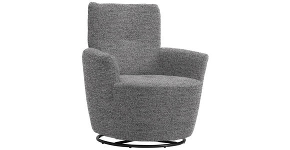 SESSEL in Chenille, Flachgewebe Grau  - Schwarz/Grau, Design, Textil/Metall (81/92/84cm) - Xora