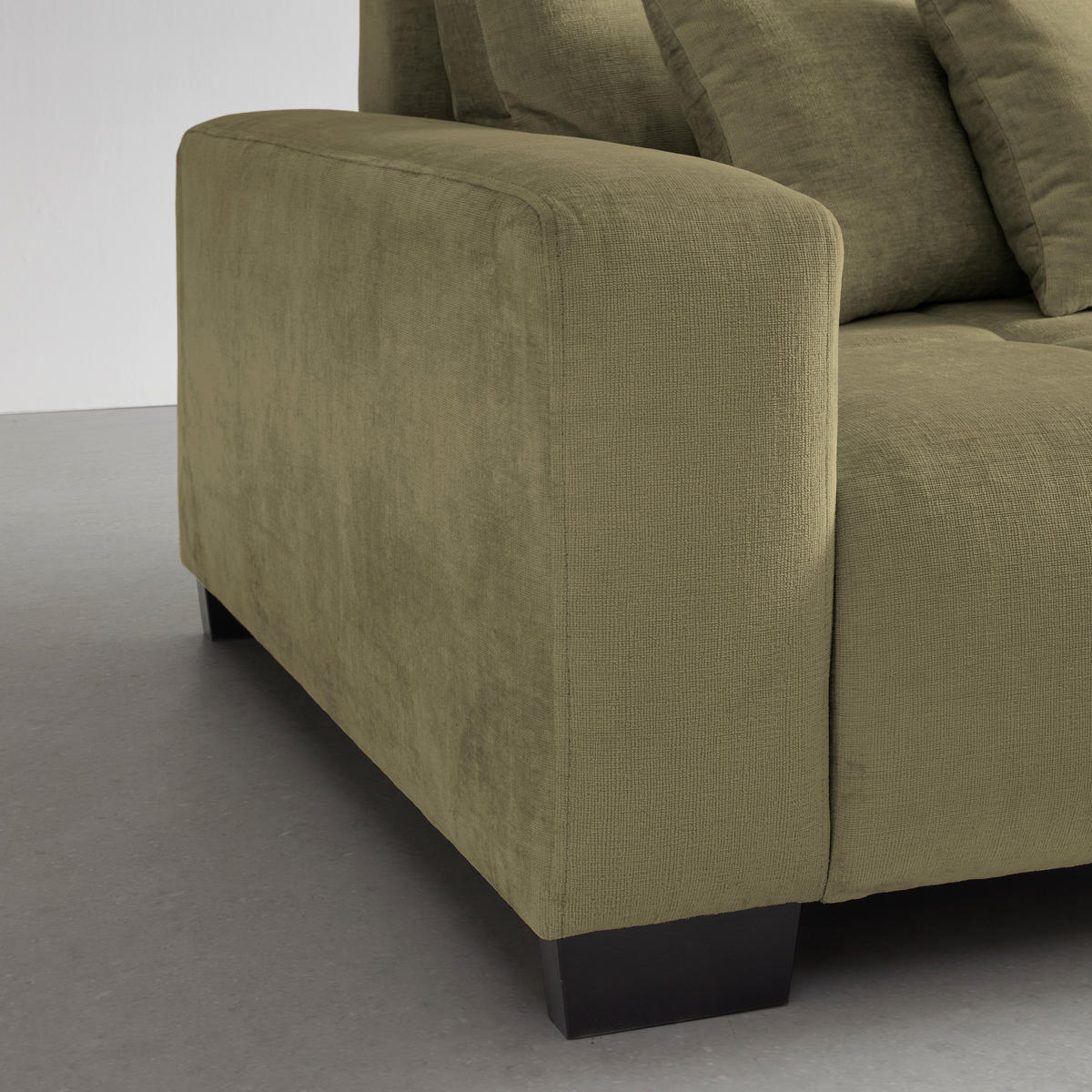 BIG SOFFA i olivgrön  - olivgrön/svart, Modern, trä (246/93/124cm) - MID.YOU