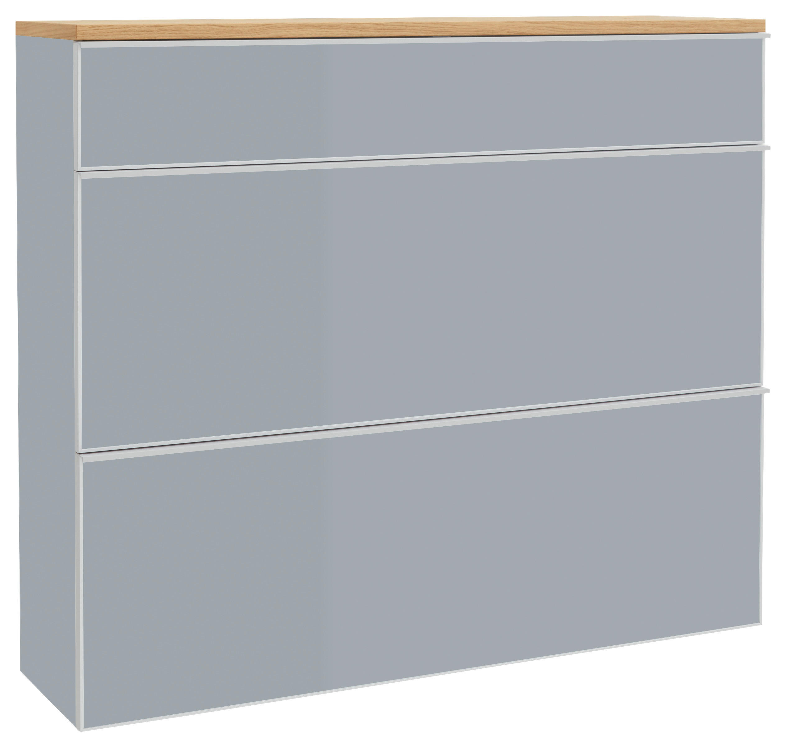 SCHUHKIPPER Balkeneiche furniert Grau, Eichefarben - Eichefarben/Silberfarben, Design, Glas/Holz (120/102/31cm)