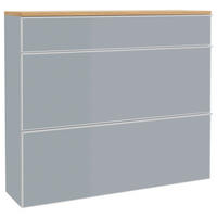 SCHUHKIPPER Balkeneiche furniert Grau, Eichefarben  - Eichefarben/Silberfarben, Design, Glas/Holz (120/102/31cm)