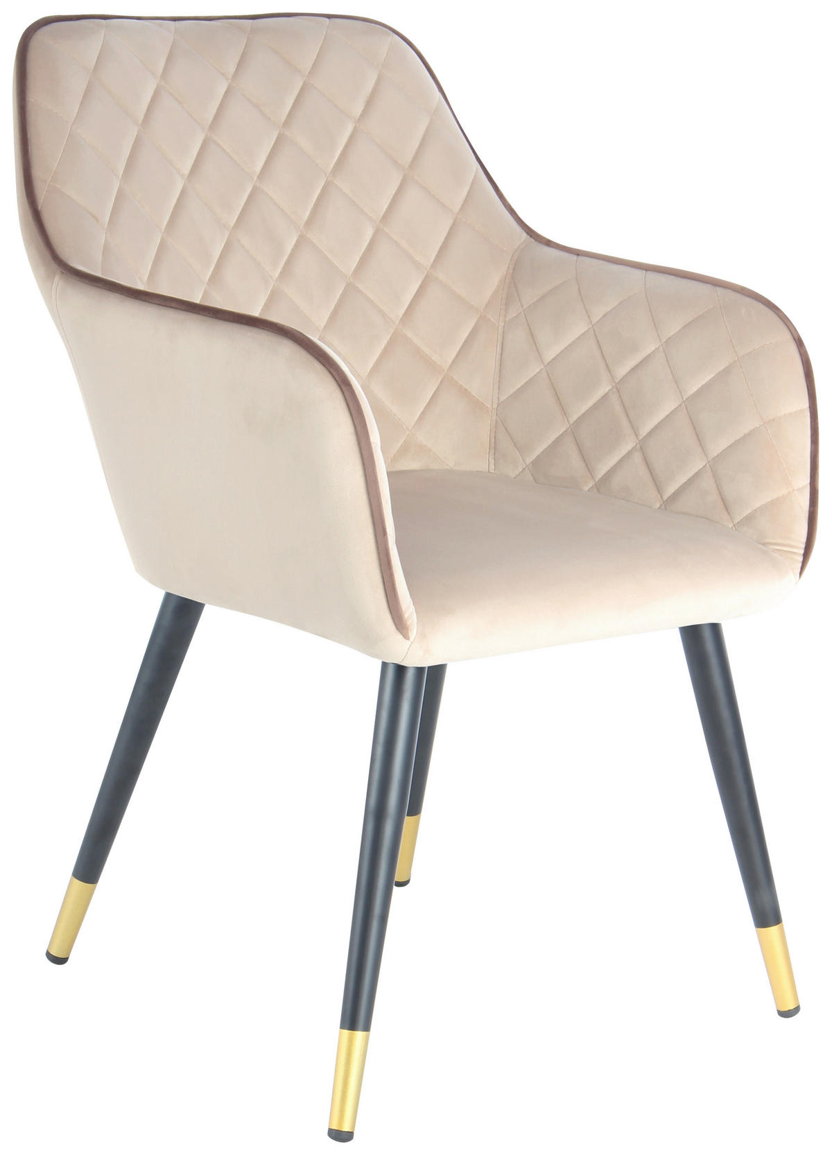 STOLIČKA S PODRÚČKAMI, zamat, hnedá, béžová - hnedá/čierna, Modern, kov/textil (58,8/86/61cm) - MID.YOU