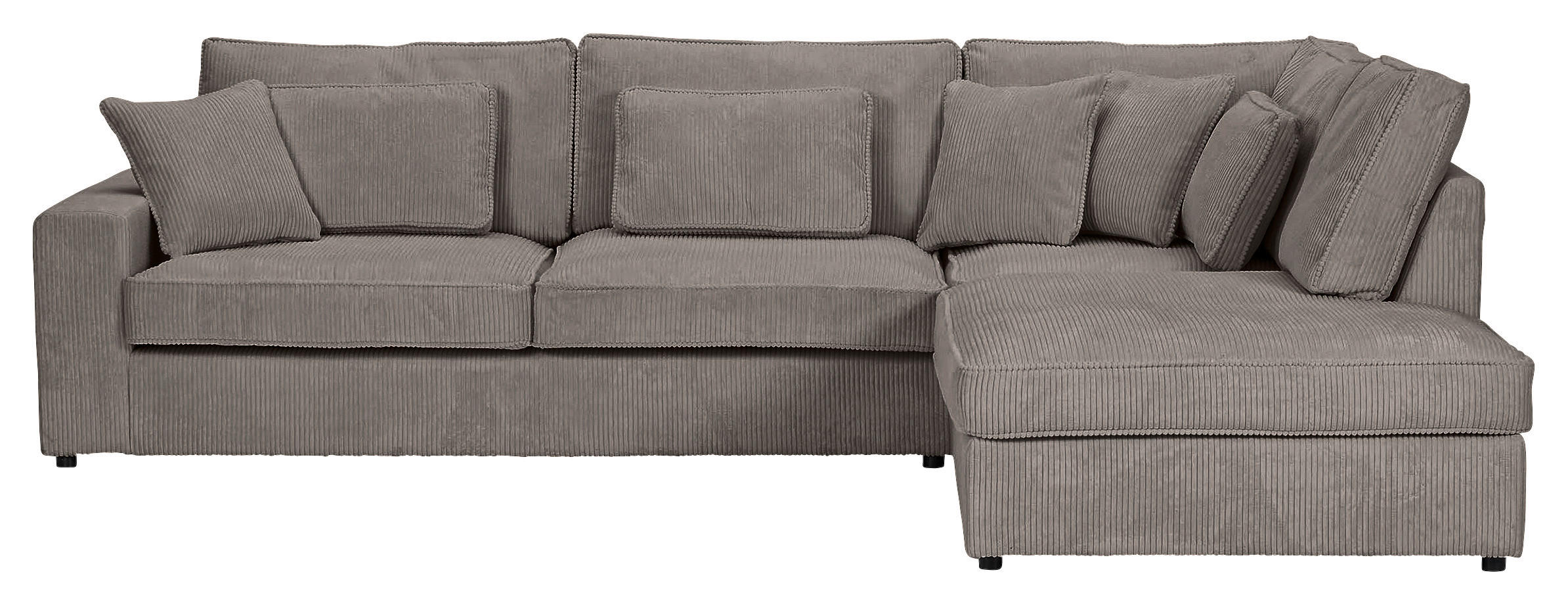 ECKSOFA  in Cord Taupe Zierkissen, Rückenkissen, Rücken echt  307/228 cm  - Taupe/Schwarz, MODERN, Kunststoff/Textil (307/228cm) - Carryhome