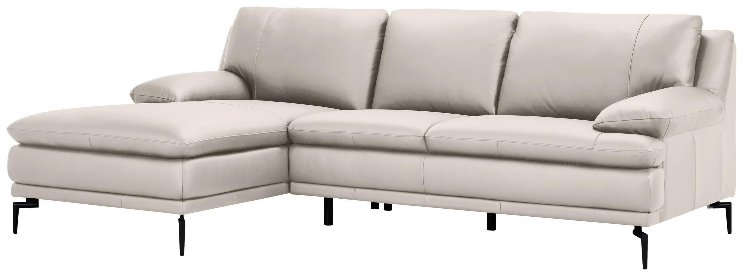 ECKSOFA Weiß Echtleder  - Schwarz/Weiß, Design, Leder (158/248cm) - MID.YOU
