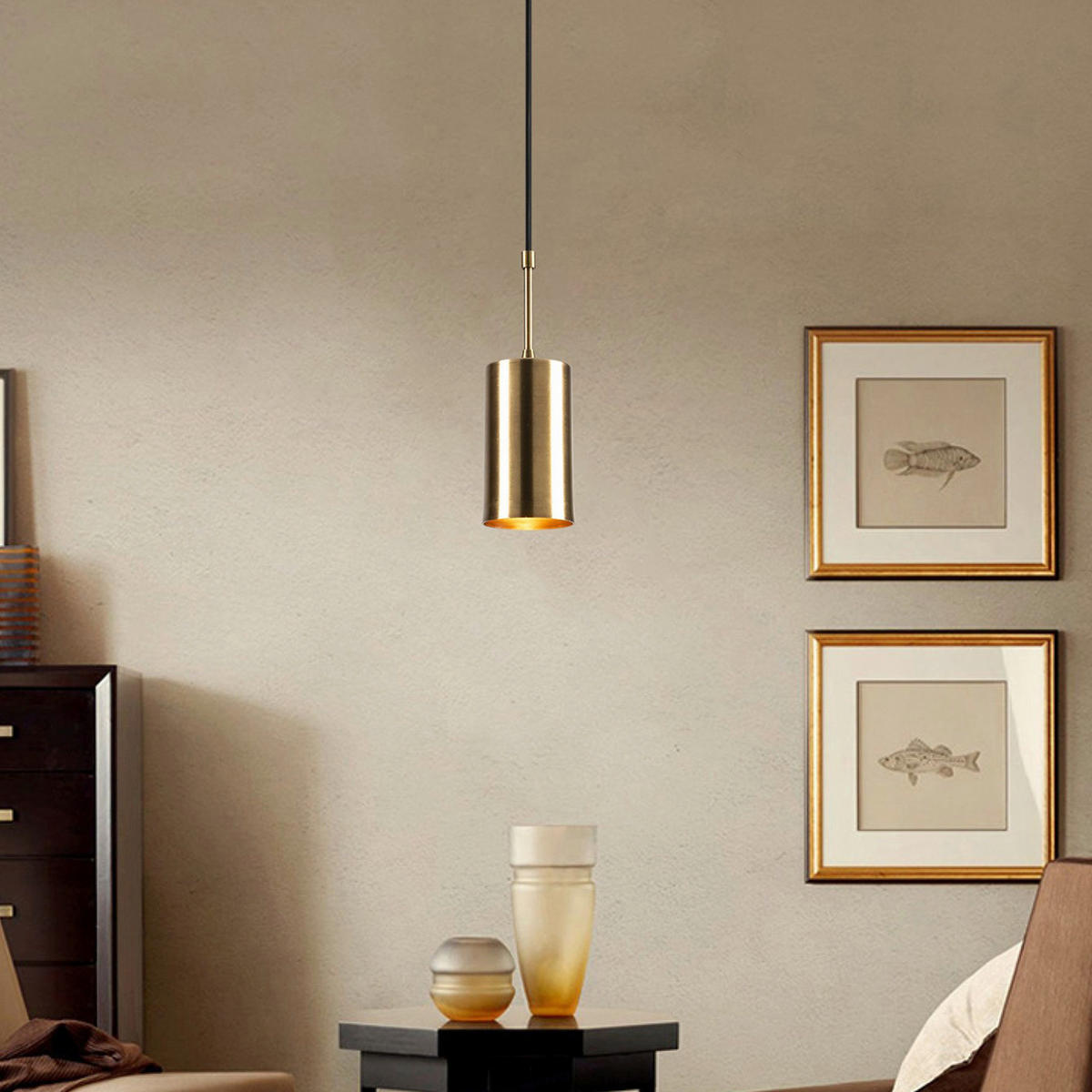 DECKENLEUCHTE 124/9/9 cm   - Goldfarben, Trend, Metall (124/9/9cm) - P & B