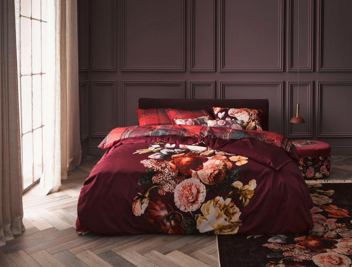 WENDEBETTWÄSCHE Anneclaire Satin  - Weinrot, Trend, Textil (155/220cm) - Essenza