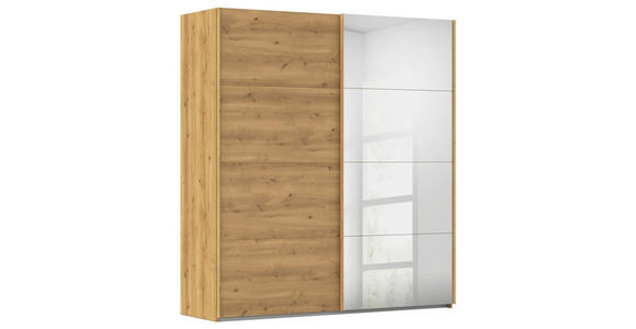 SCHWEBETÜRENSCHRANK  in Eichefarben  - Eichefarben, Design, Glas/Holzwerkstoff (201/223/68cm) - Novel