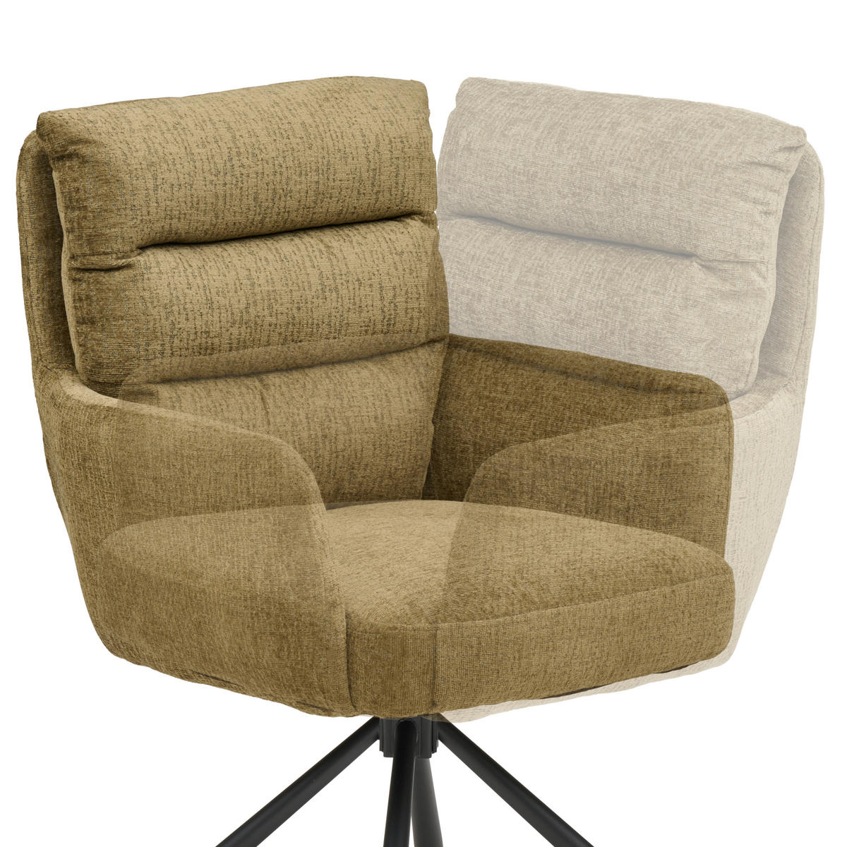 ARMLEHNSTUHL  Sitzfläche 180° drehbar Webstoff  - Schwarz/Grün, Modern, Textil/Metall (57/95/65cm) - MID.YOU