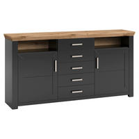 SIDEBOARD  in 184,1/94,6/44,2 cm  - Graphitfarben/Eiche Artisan, Design, Holzwerkstoff/Metall (184,1/94,6/44,2cm) - SetOne by Musterring