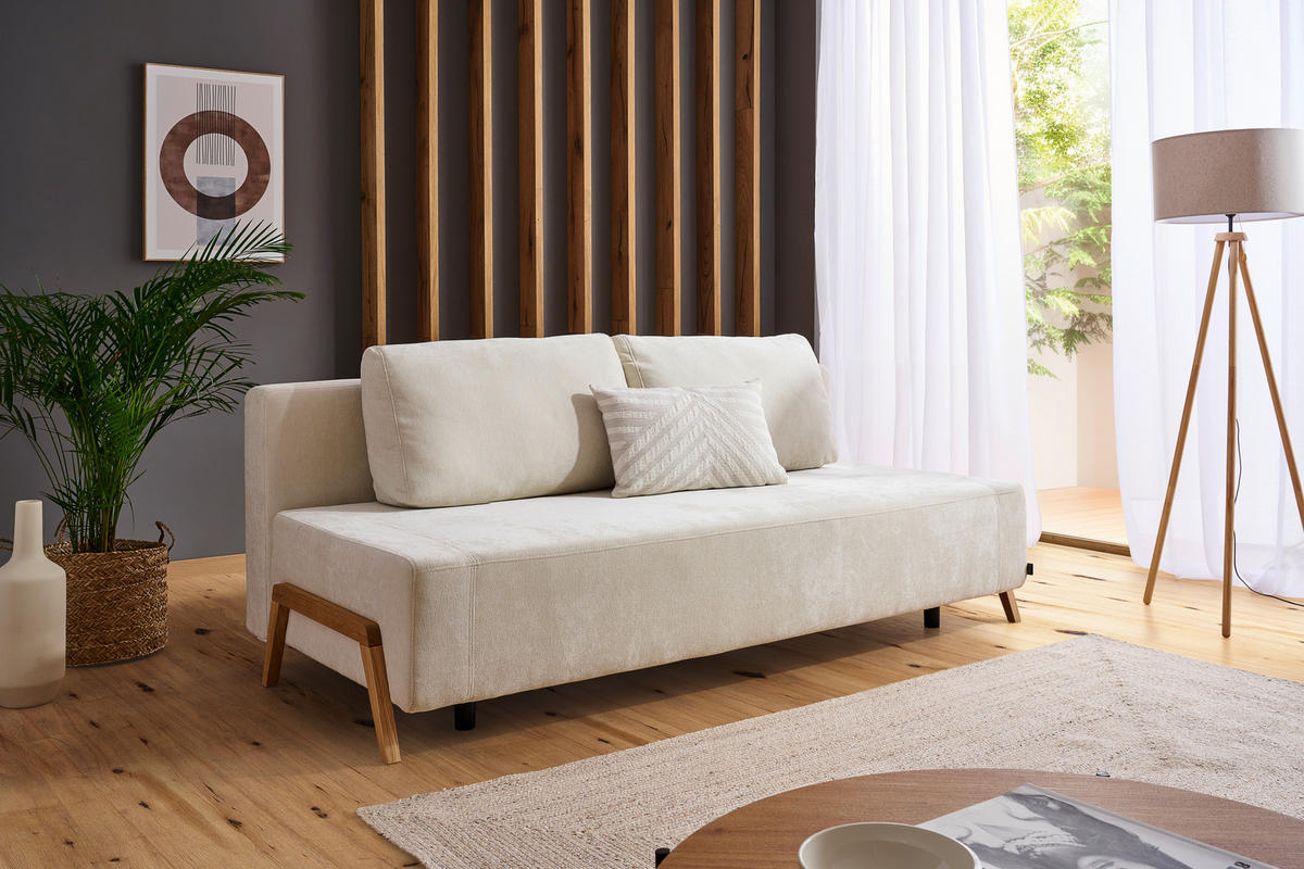 SCHLAFSOFA in Textil Creme  - Creme/Naturfarben, Design, Holz/Textil (211/88/102cm) - Niels Andersson