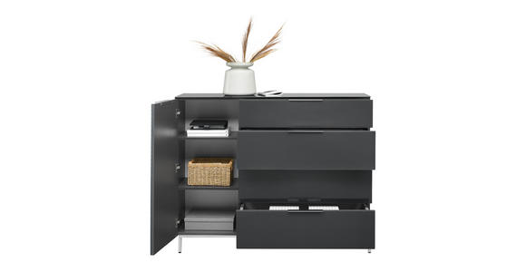 SIDEBOARD in 135/101/40,5 cm - Anthrazit/Alufarben, Design, Glas/Holzwerkstoff (135/101/40,5cm) - Voleo