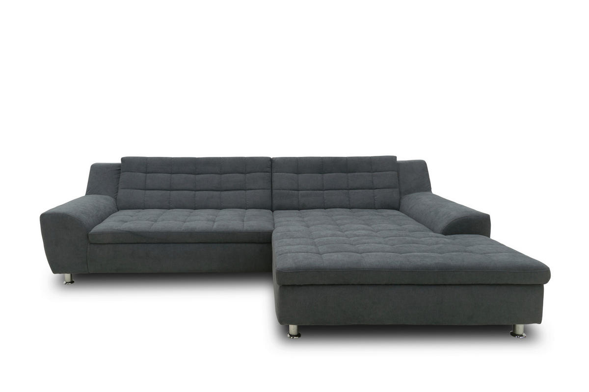 ECKSOFA MORTON Dunkelgrau Mikrofaser  - Chromfarben/Dunkelgrau, MODERN, Textil/Metall (304/200/84cm) - MID.YOU