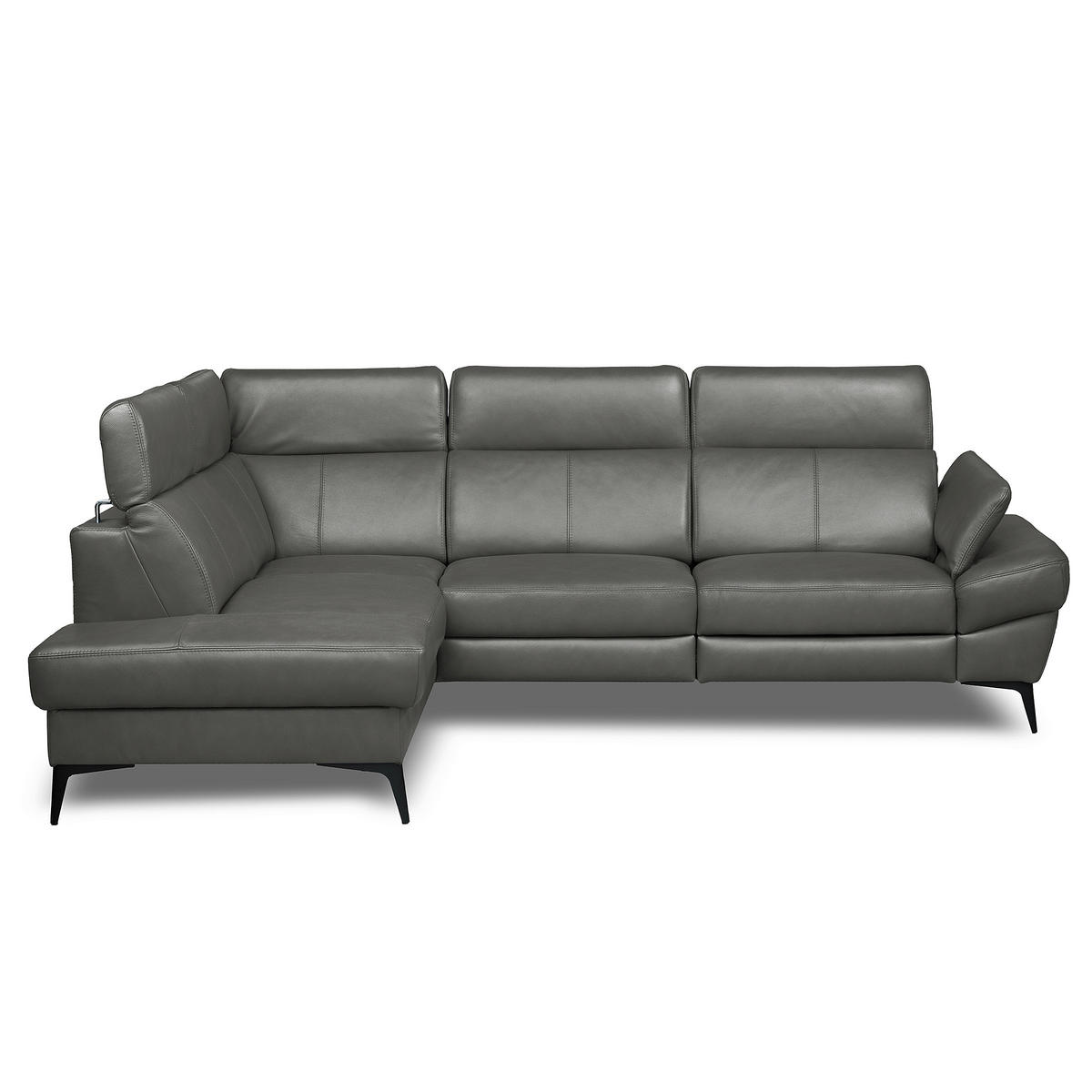 ECKSOFA  in Lederlook Echtleder Anthrazit  211/264 cm  - Anthrazit/Schwarz, Design, Leder/Textil (211/264cm) - Livetastic