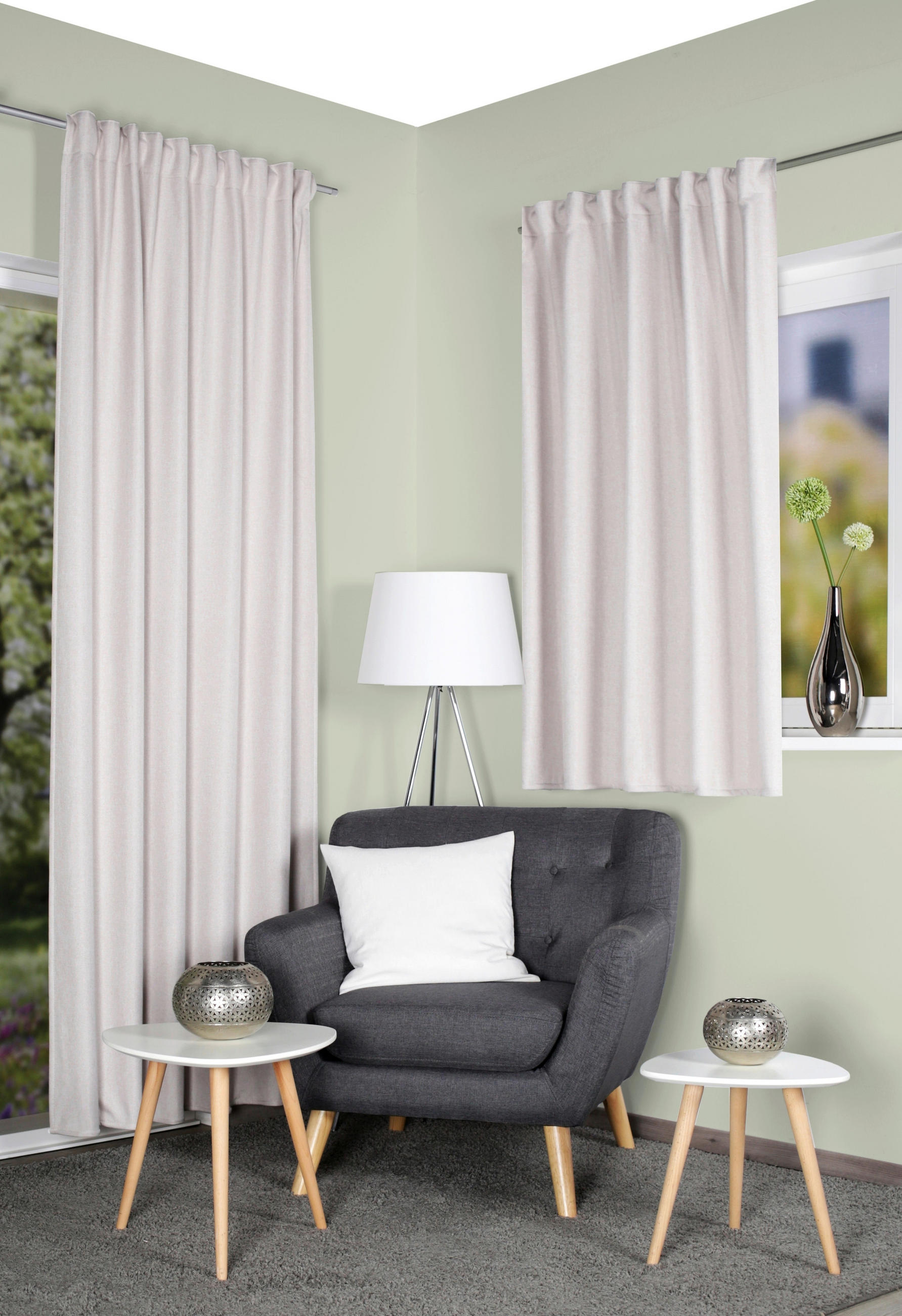 WÄRMESCHUTZVORHANG Verdunkelung 135/145 cm   - Creme, Basics, Textil (135/145cm)
