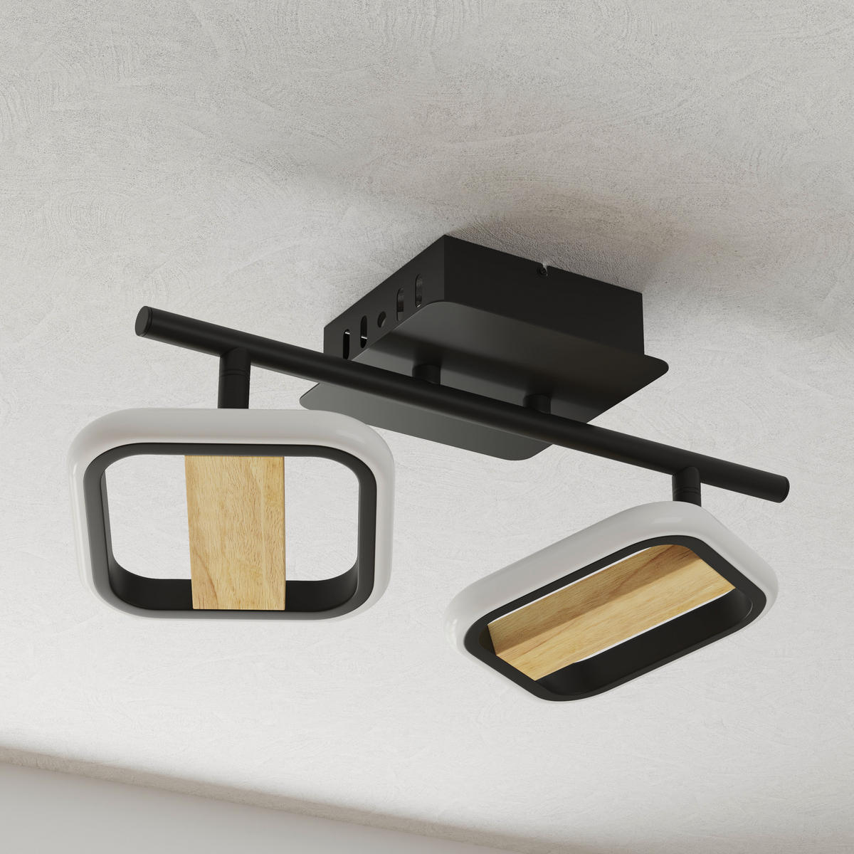LED-STRAHLER Miriam 32/13,5/12 cm   - Eschefarben/Schwarz, Design, Holz/Kunststoff (32/13,5/12cm) - Novel