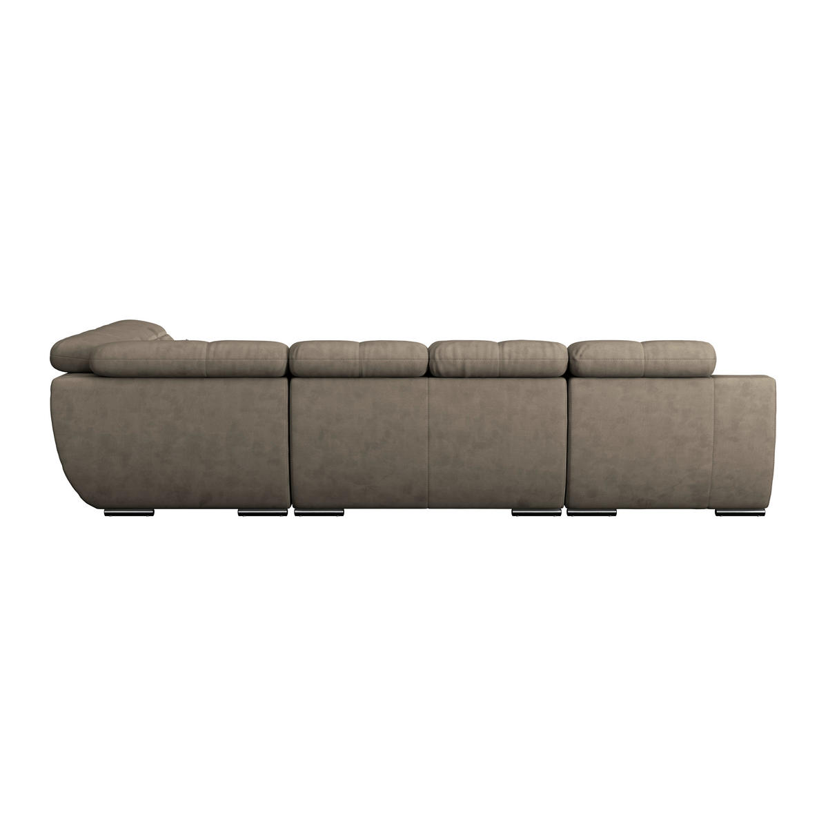 WOHNLANDSCHAFT Dunkelbraun Mikrofaser  - Chromfarben/Dunkelgrau, MODERN, Textil/Metall (184/345/228cm) - MID.YOU