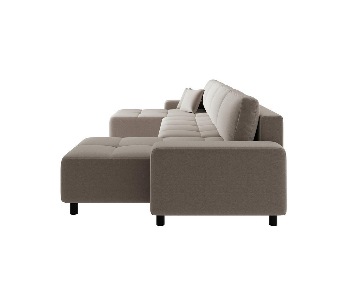 WOHNLANDSCHAFT Beige Jacquard  - Beige/Schwarz, MODERN, Kunststoff/Textil (144/318/144cm) - Carryhome