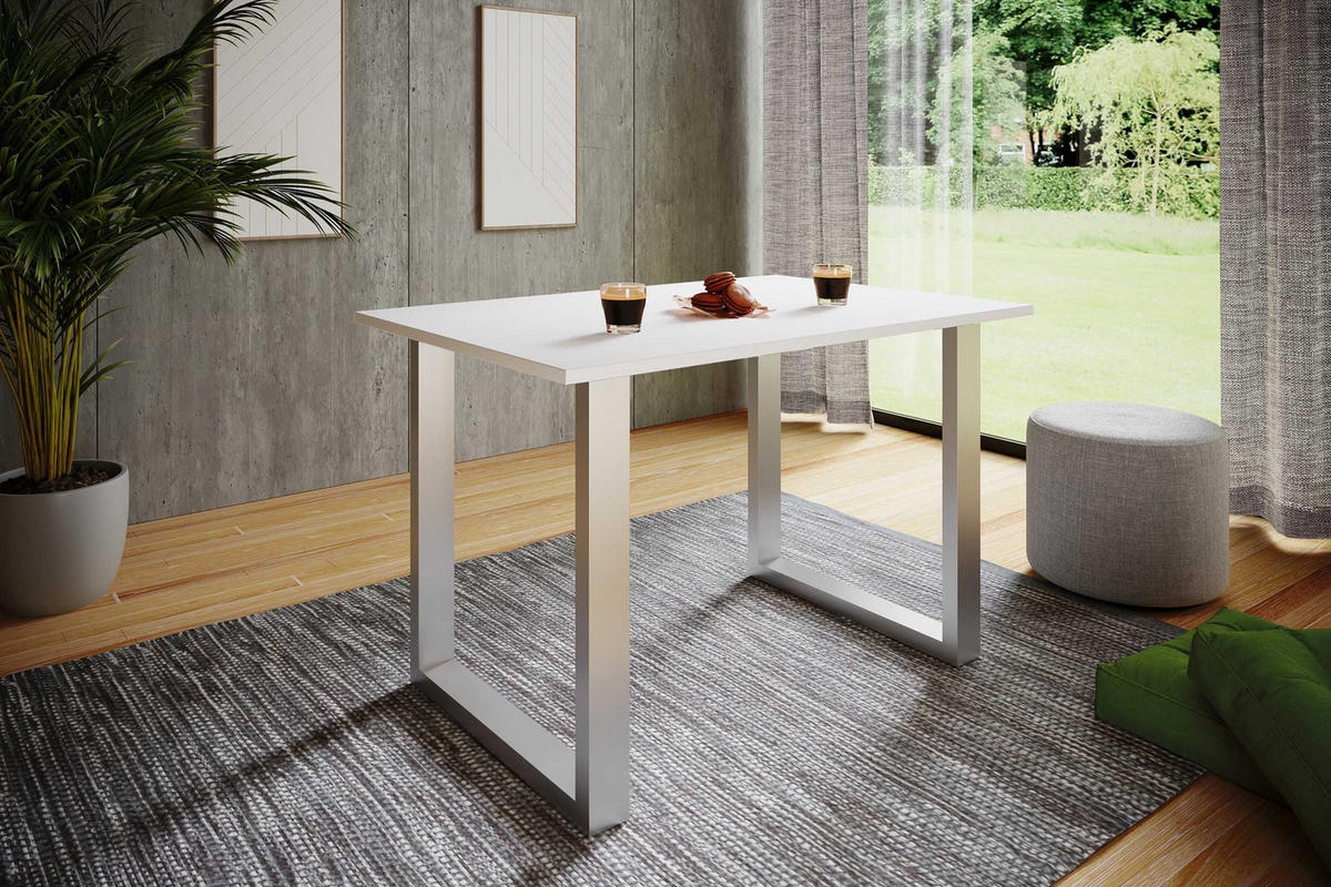 ESSTISCH in Holzwerkstoff   - Silberfarben/Weiß, Basics, Holzwerkstoff (140/50/76cm) - MID.YOU