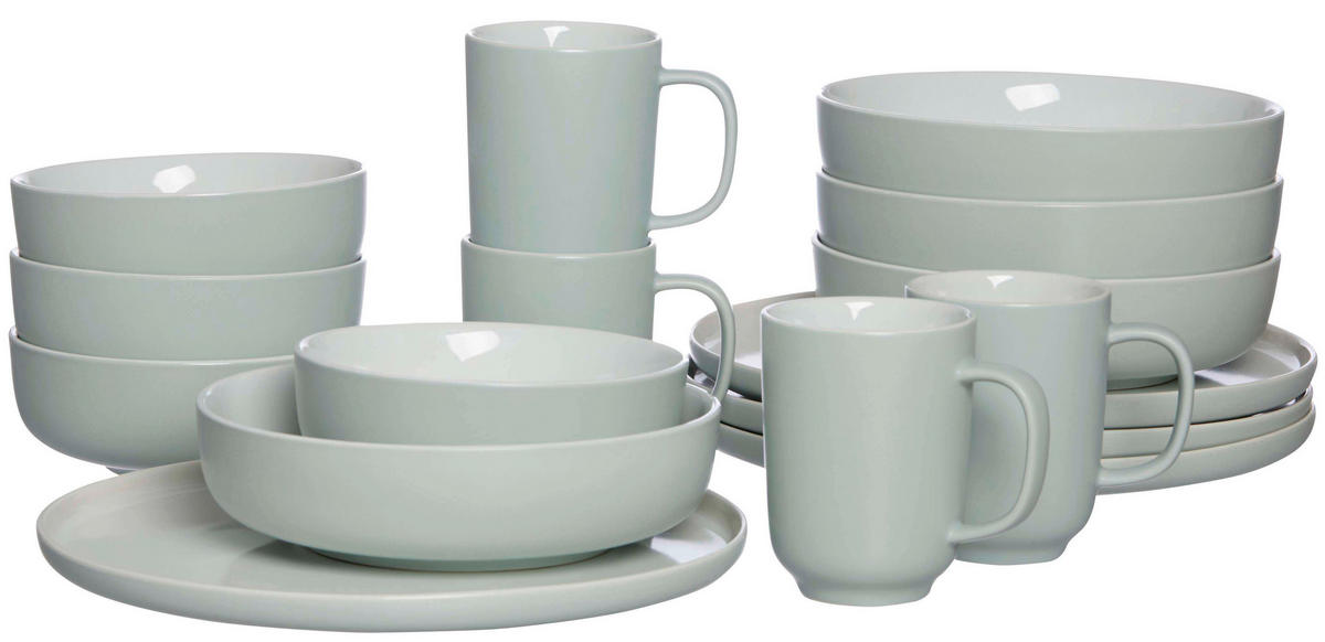 KOMBISERVICE Mintgrün JASPER 16-teilig 4 Personen  - Mintgrün, Design, Keramik (41/39/34cm) - Ritzenhoff Breker