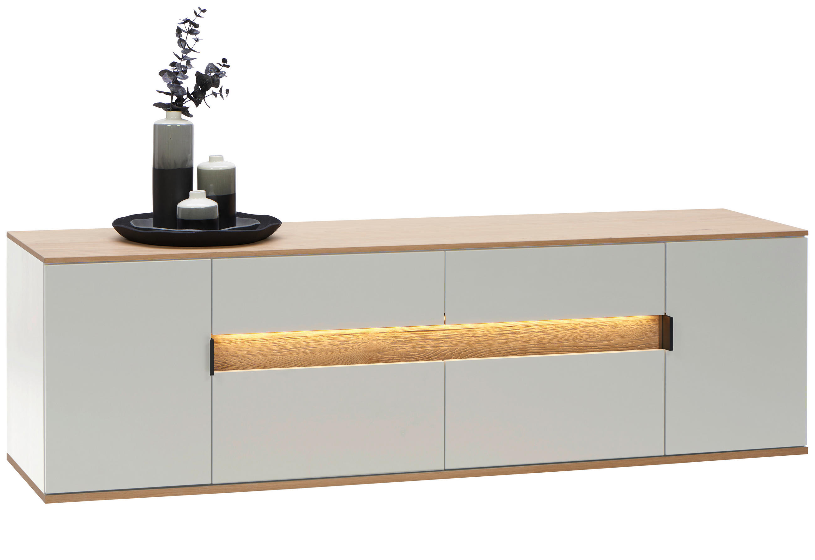 LOWBOARD  in 185,6/56,6/48 cm  - Eichefarben/Anthrazit, Design, Holz/Holzwerkstoff (185,6/56,6/48cm) - Dieter Knoll