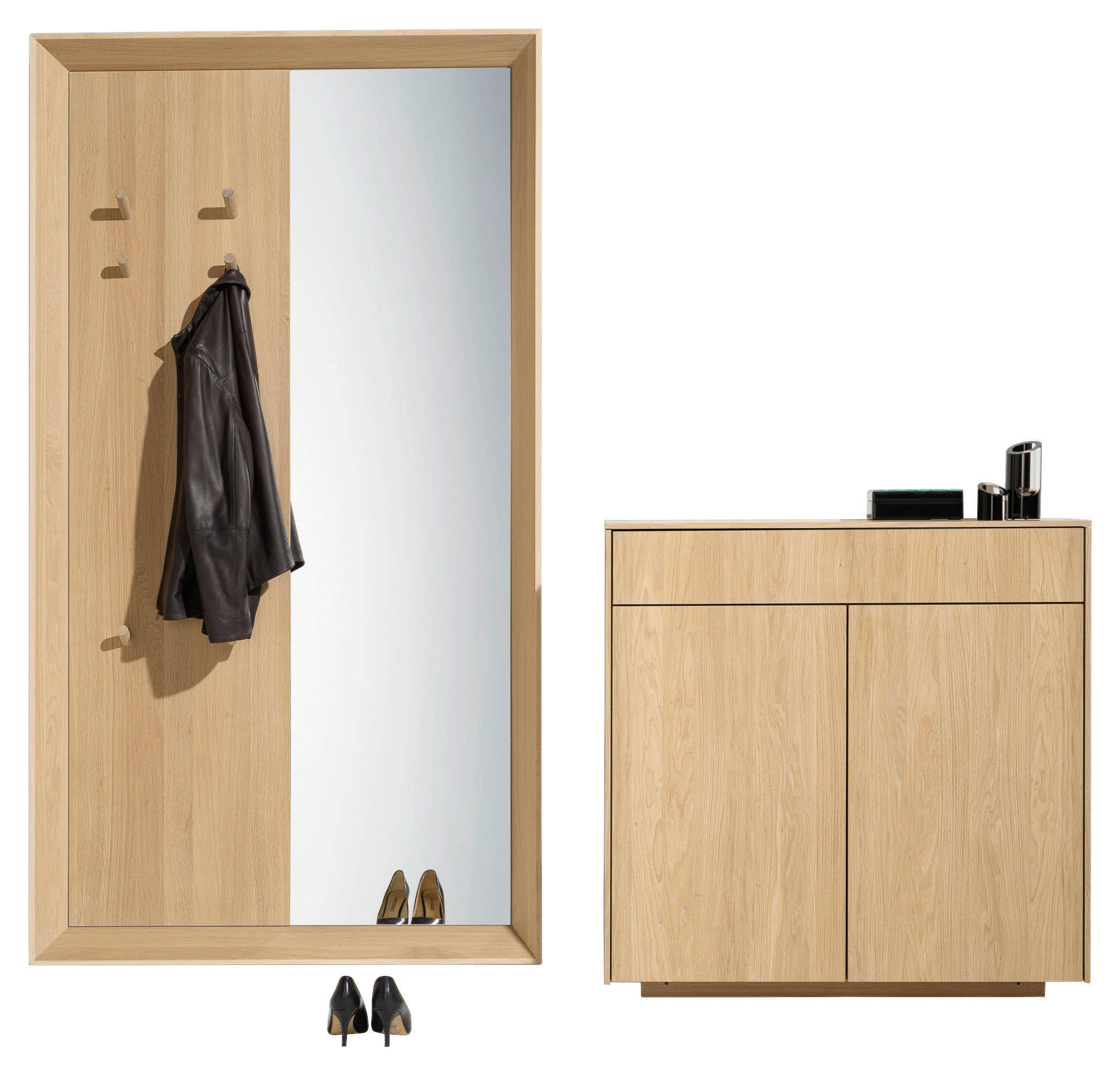 GARDEROBE  in 230,8/216,4/35,5 cm  - Eichefarben, Natur, Glas/Holz (230,8/216,4/35,5cm) - Team 7