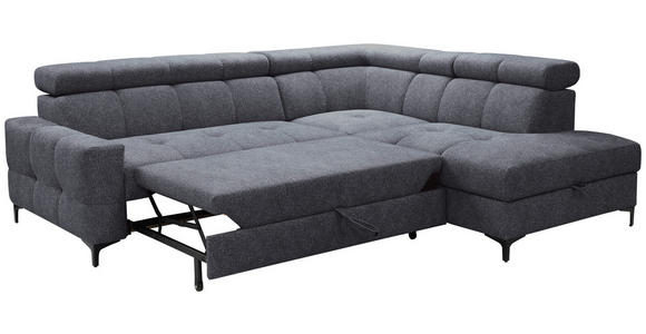 ECKSOFA in Struktur Anthrazit  - Anthrazit/Schwarz, MODERN, Textil/Metall (254/212cm) - Carryhome