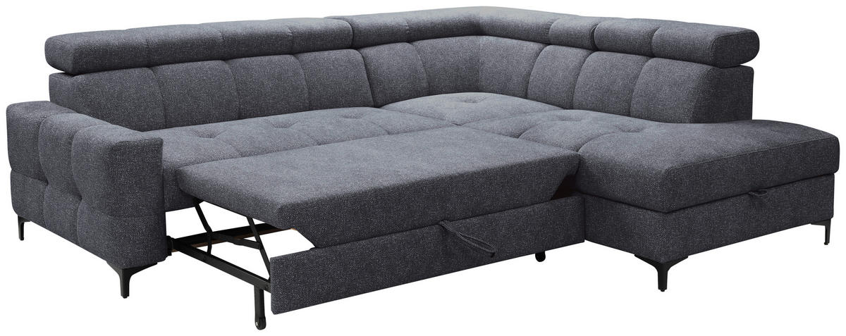 ECKSOFA Anthrazit Struktur  - Anthrazit/Schwarz, MODERN, Textil/Metall (254/212cm) - Carryhome