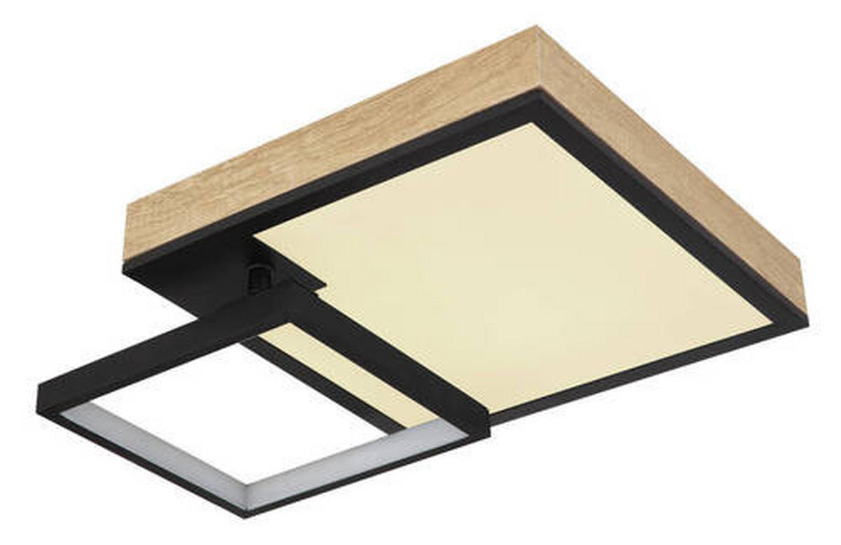 LED MENNYEZETI LÁMPA - sötétbarna/fekete, Natur, műanyag/faalapú anyag (60/41/10cm) - Globo
